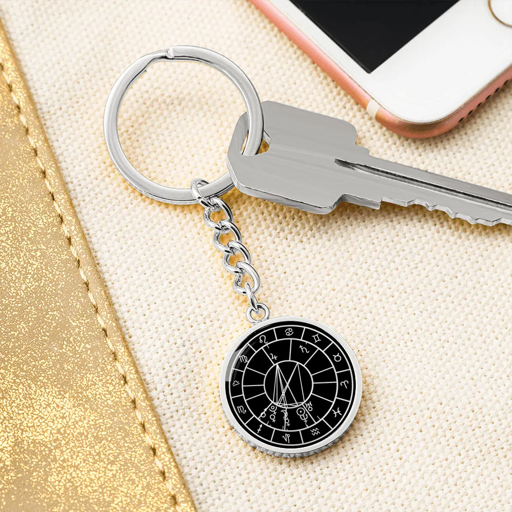 Personalized Natal Chart Pendant with Keychain - Black