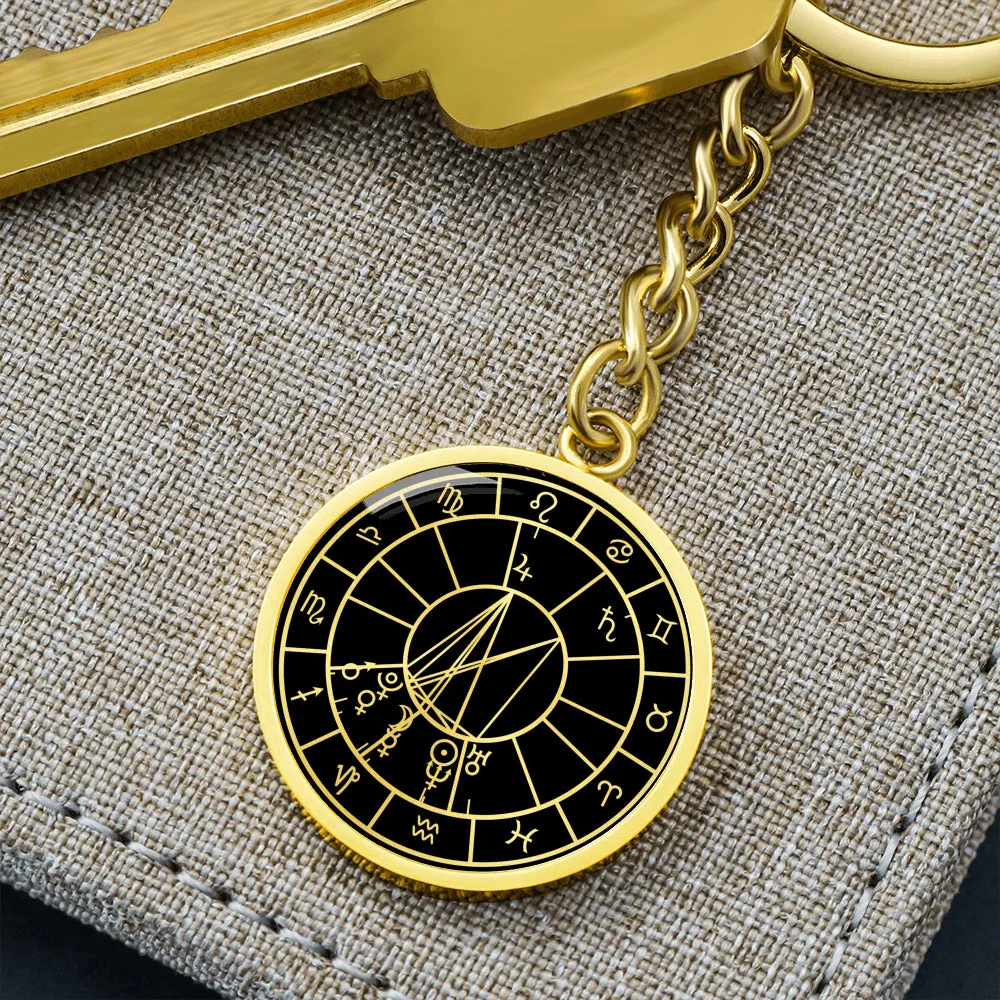 Personalized Natal Chart Pendant with Keychain - Black