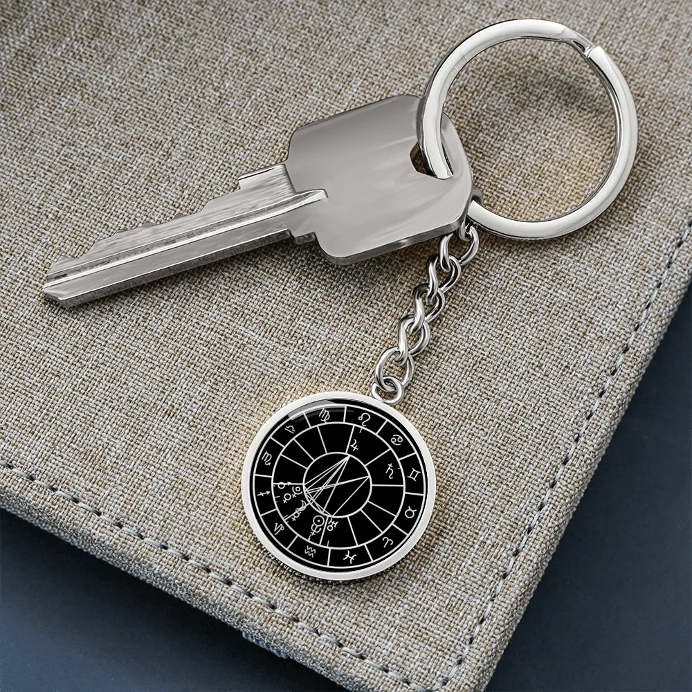 Personalized Natal Chart Pendant with Keychain - Black