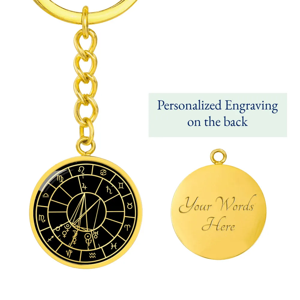 Personalized Natal Chart Pendant with Keychain - Black