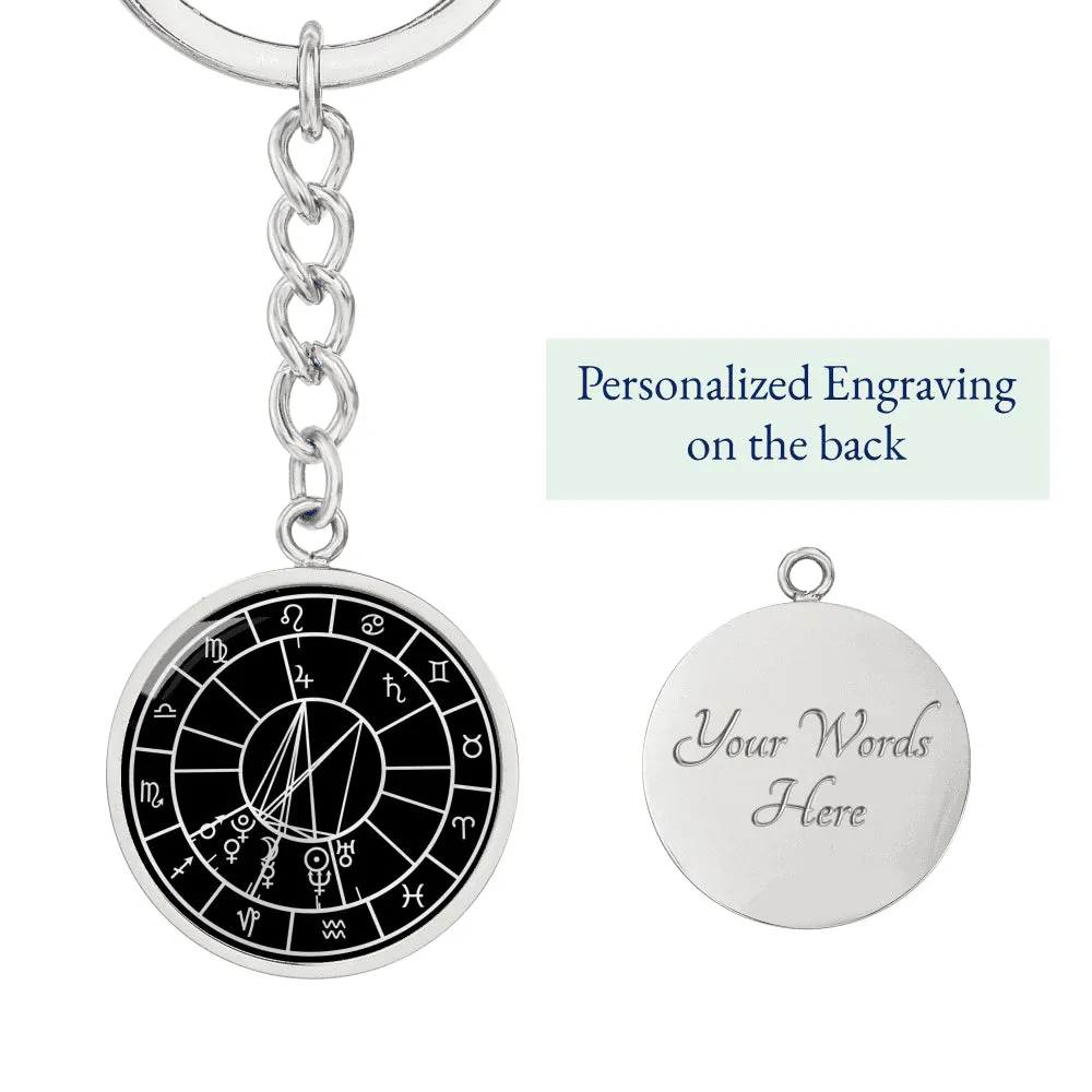 Personalized Natal Chart Pendant with Keychain - Black