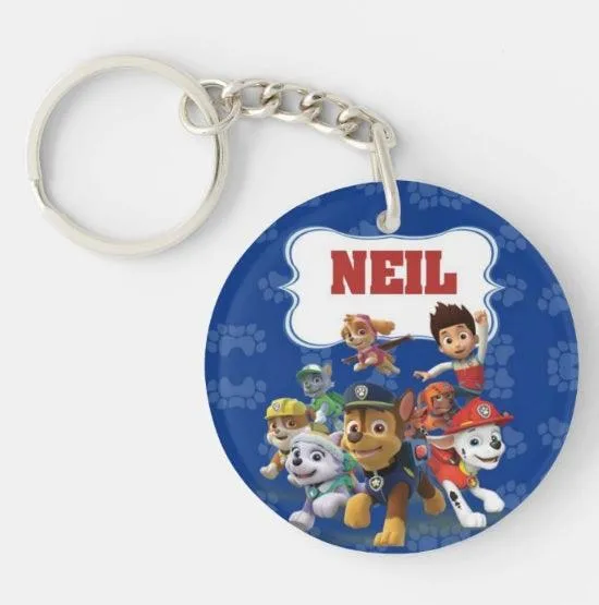 Personalized Paw Patrol Blue Keychain