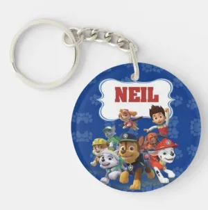 Personalized Paw Patrol Blue Keychain