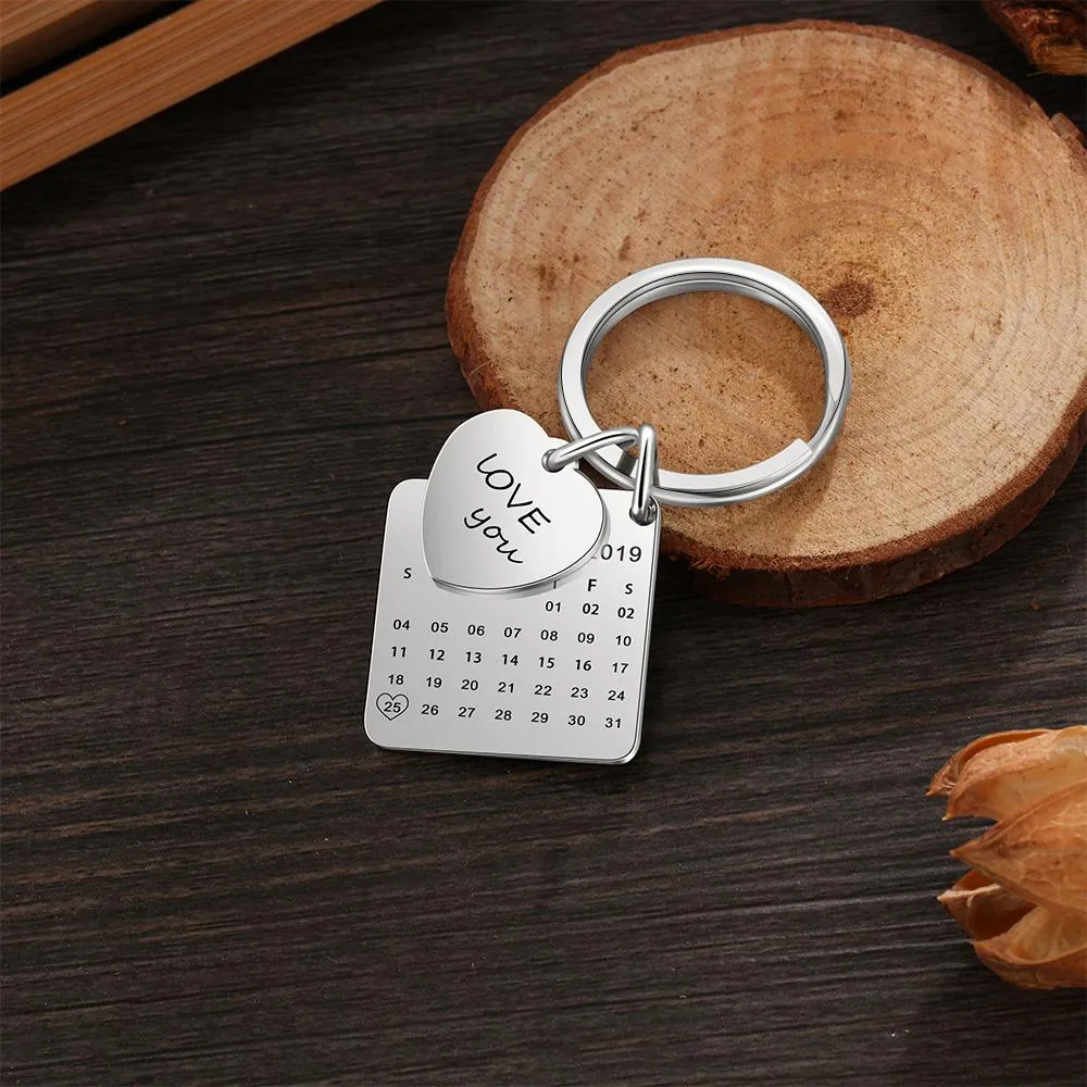 Personalized Photo & Date Engraved Keyring