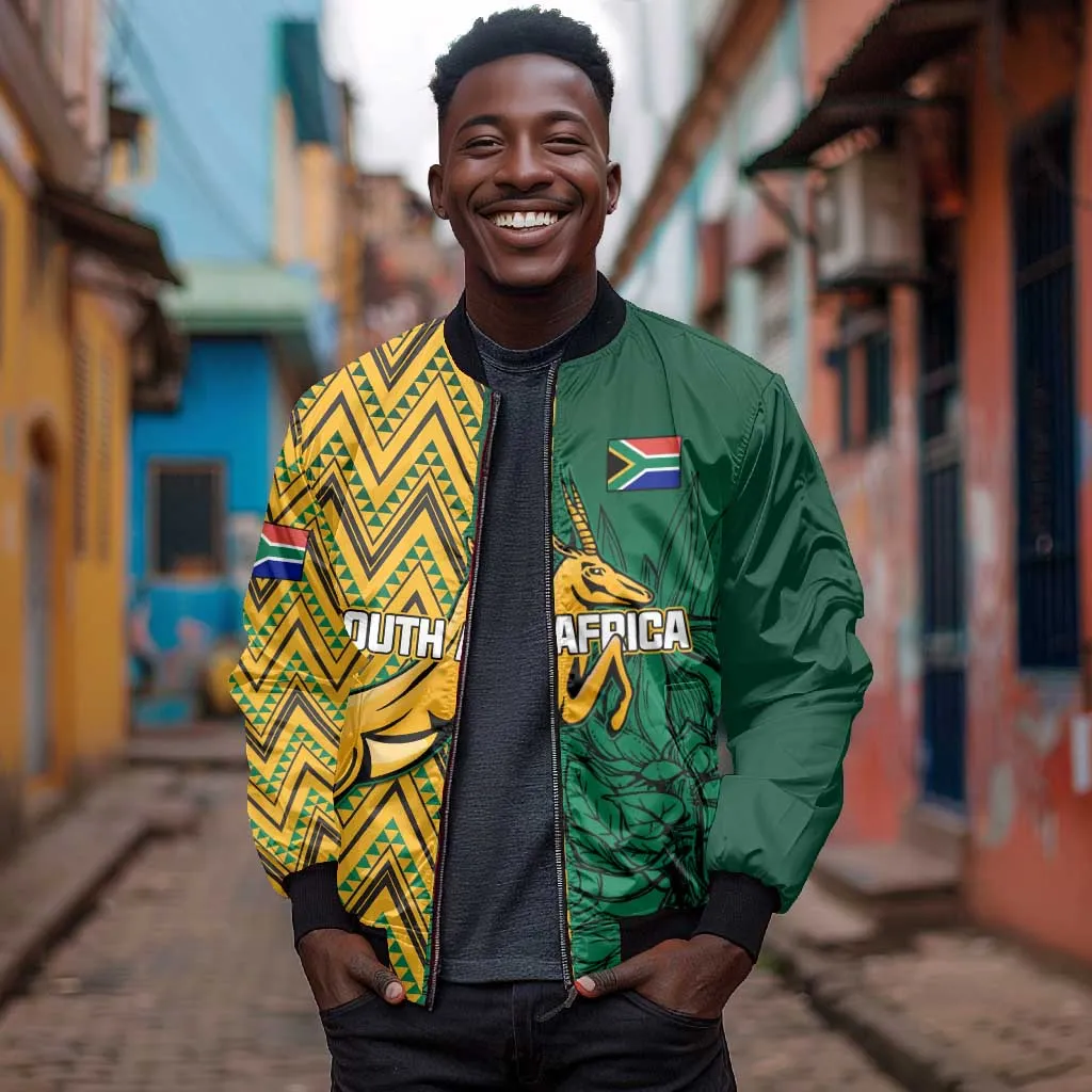 Personalized South Africa Bomber Jacket with Springbok and Proteas African Pattern LT01