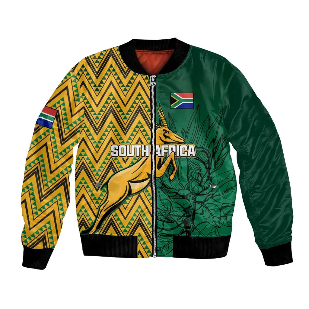 Personalized South Africa Bomber Jacket with Springbok and Proteas African Pattern LT01