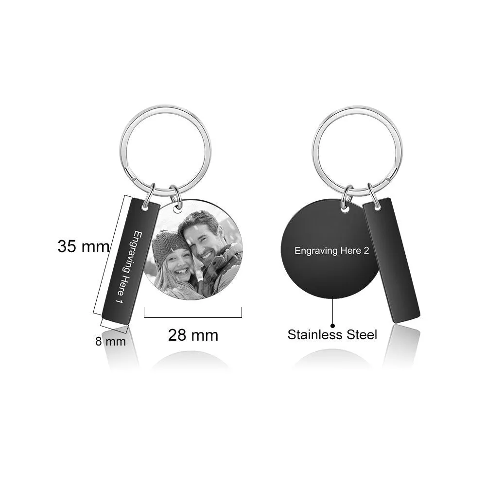 Personalized Steel Black Photo keychains