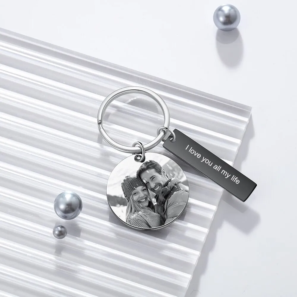Personalized Steel Black Photo keychains