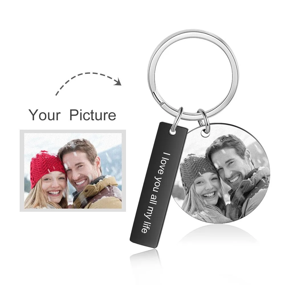 Personalized Steel Black Photo keychains