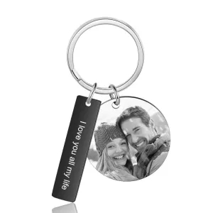 Personalized Steel Black Photo keychains