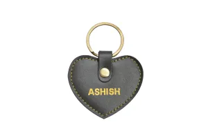 Personalized Stylish Vegan Leather Heart Keychain - Grey