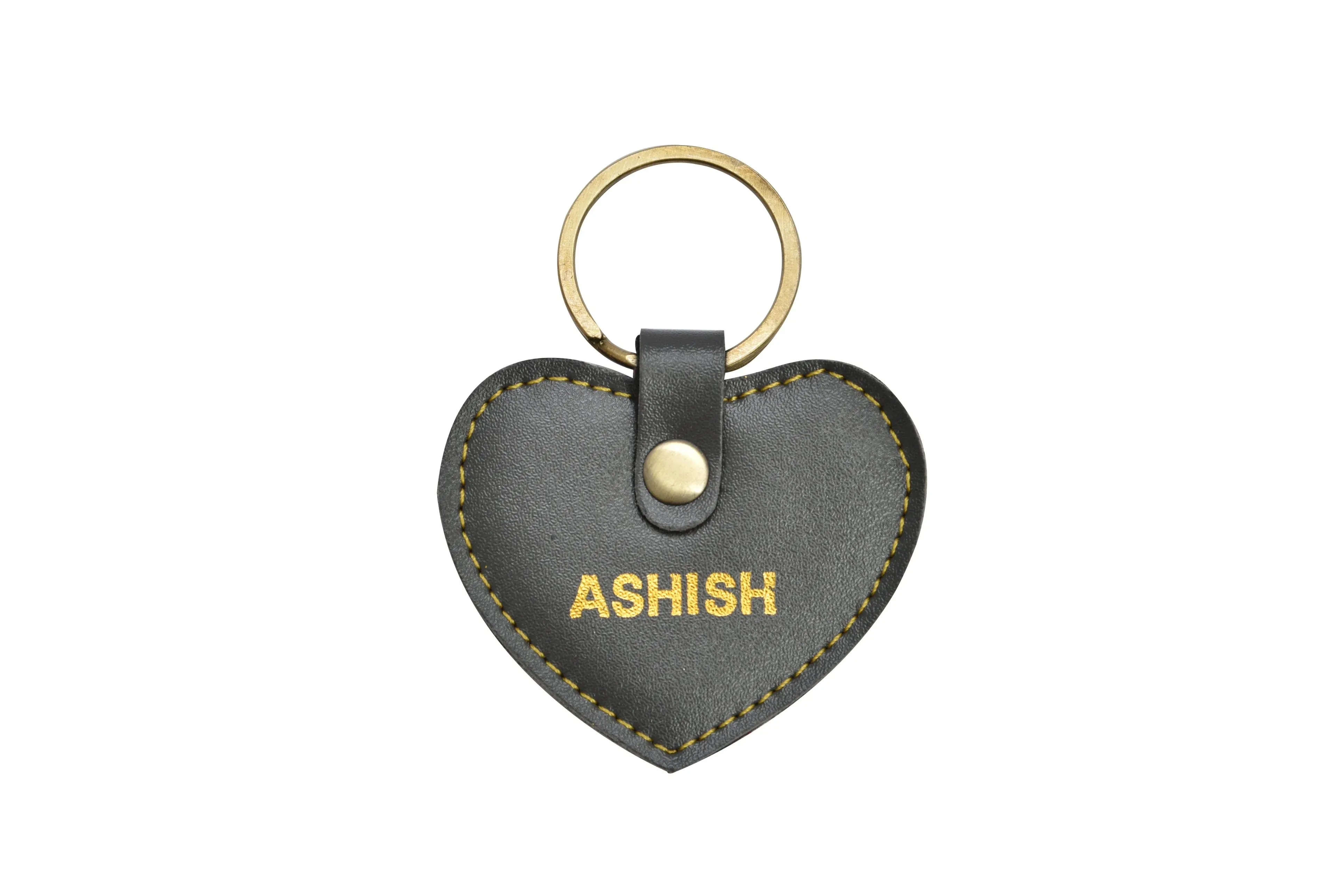 Personalized Stylish Vegan Leather Heart Keychain - Grey