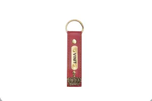 Personalized Stylish Vegan Leather Keychain - Wine-