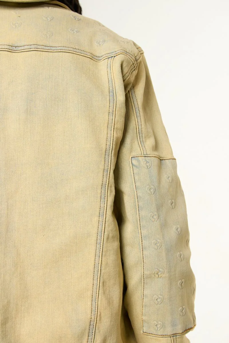 PHEELINGS MENDING HEARTS EMBOSSED DENIM JACKET (LIGHT BLUE SAND)