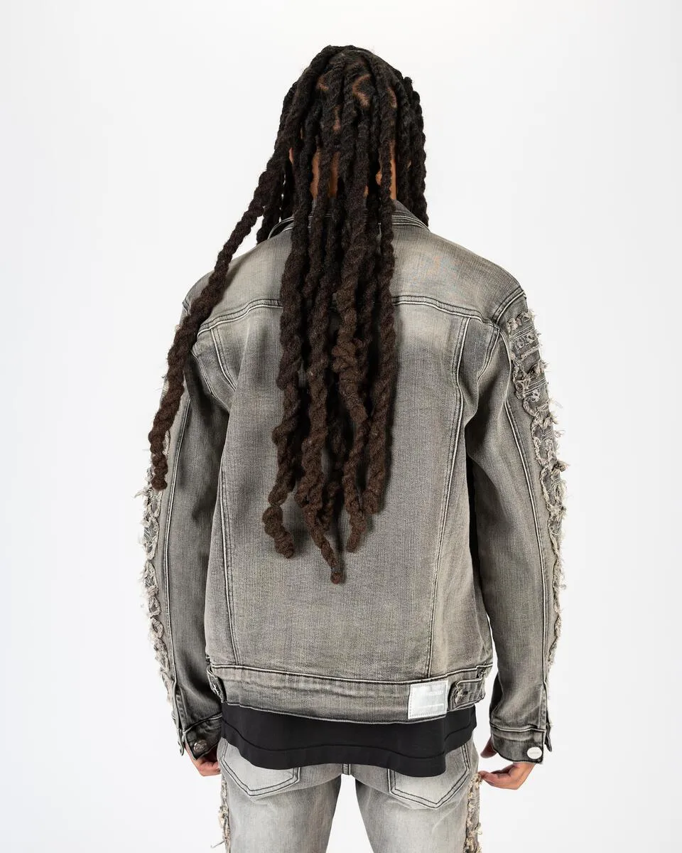 PHEELINGS NURTURE LOVE DENIM JACKET (CHARCOAL GREY/SAND)