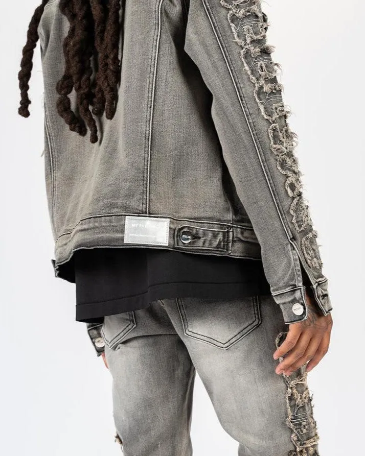 PHEELINGS NURTURE LOVE DENIM JACKET (CHARCOAL GREY/SAND)