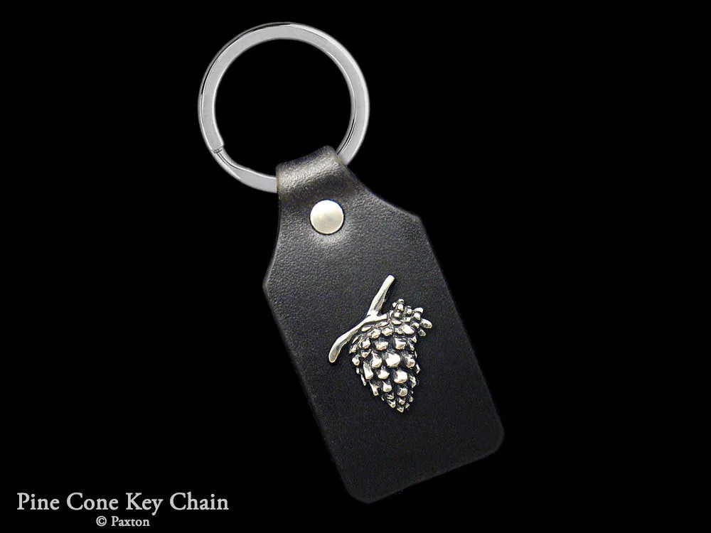 Pine Cone Key Chain / Key Ring Sterling Silver