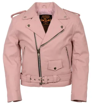 PINK COLOR SH2010 Girls Classic Style Pink Leather Motorcycle Jacket