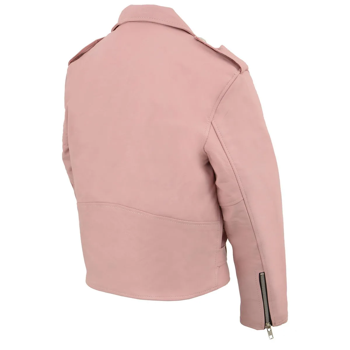 PINK COLOR SH2010 Girls Classic Style Pink Leather Motorcycle Jacket