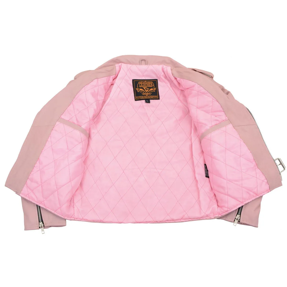 PINK COLOR SH2010 Girls Classic Style Pink Leather Motorcycle Jacket