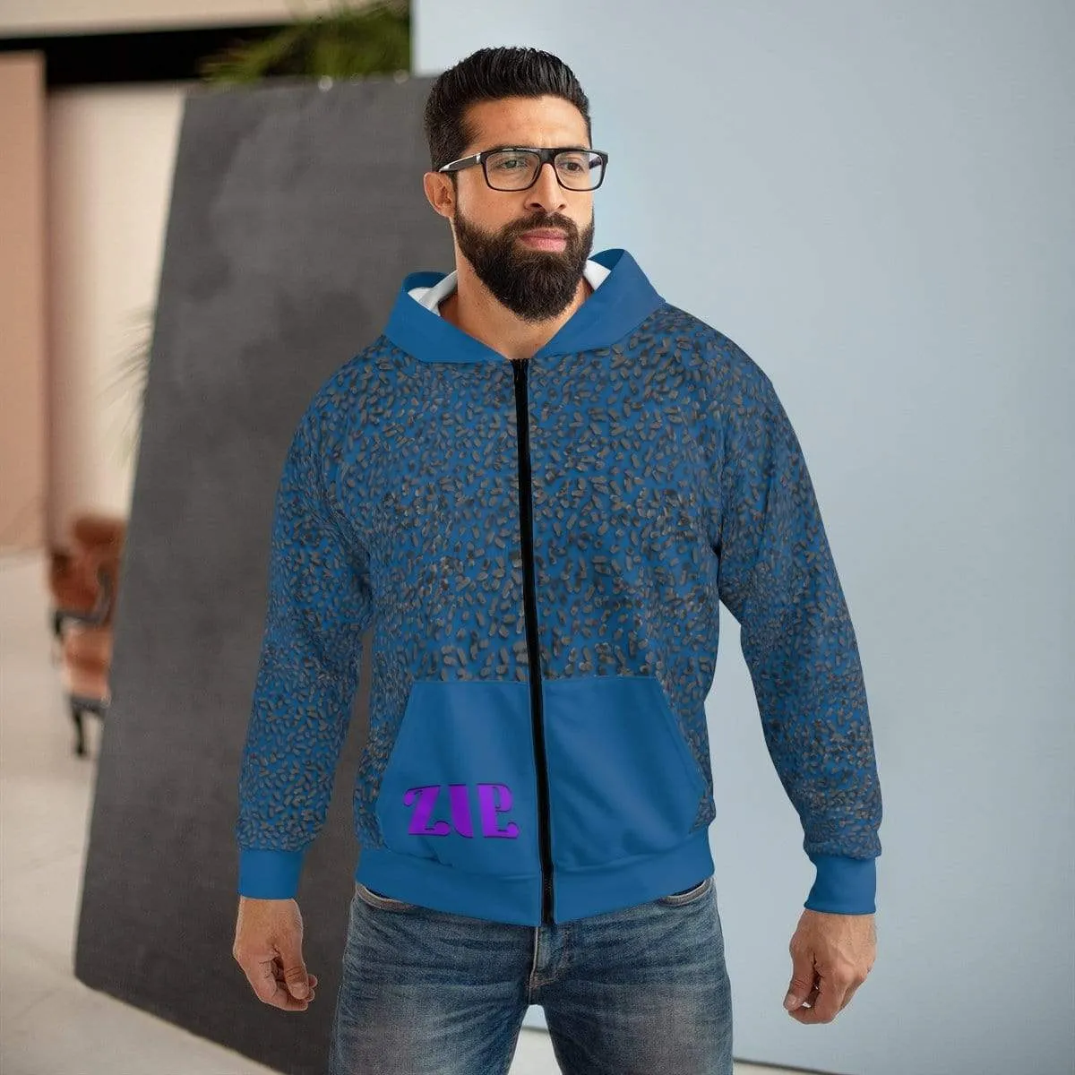 Plumskum Cut Sew AOP Zip Hoodie - Classical Blue