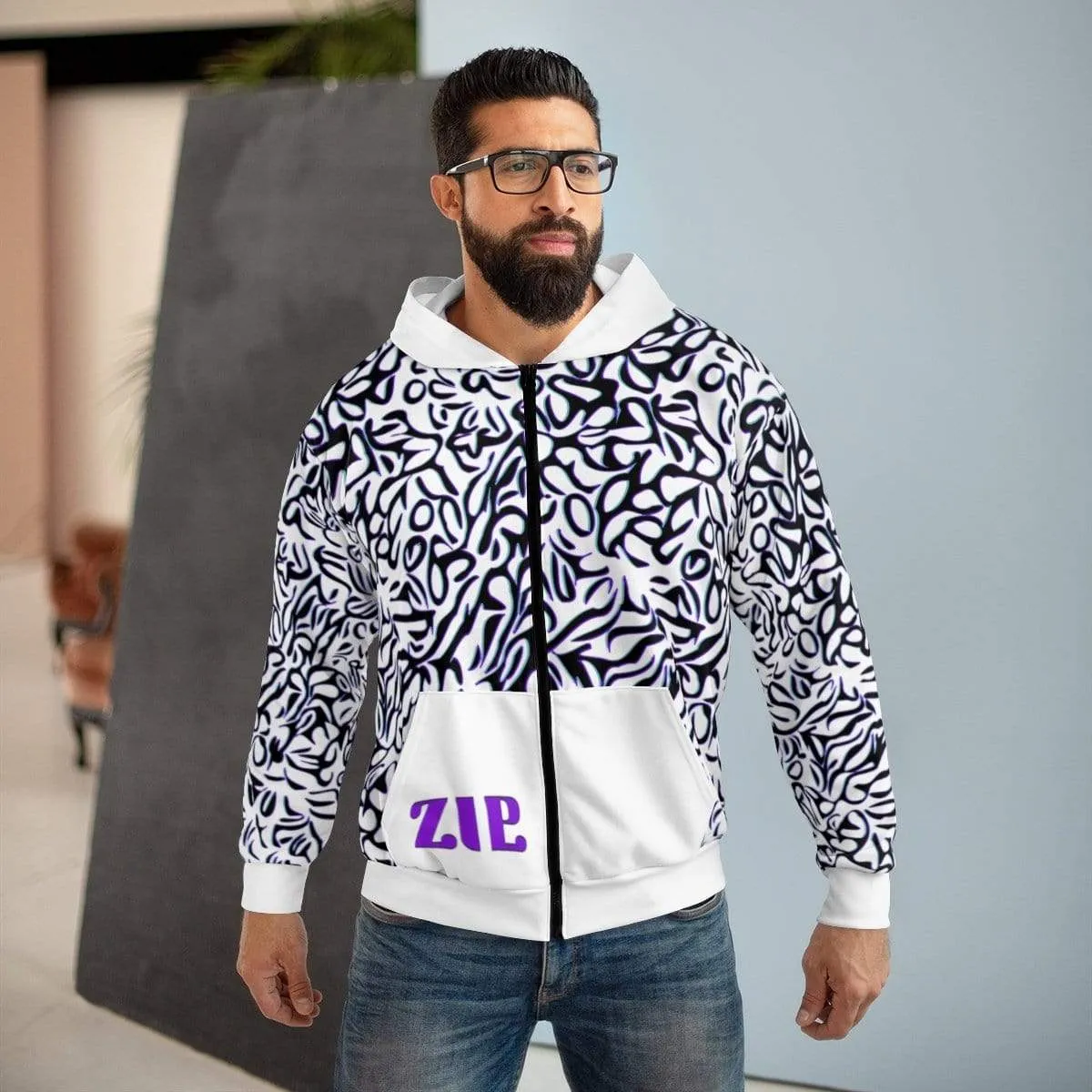 Plumskum Cut Sew AOP Zip Hoodie - Glitch Aest