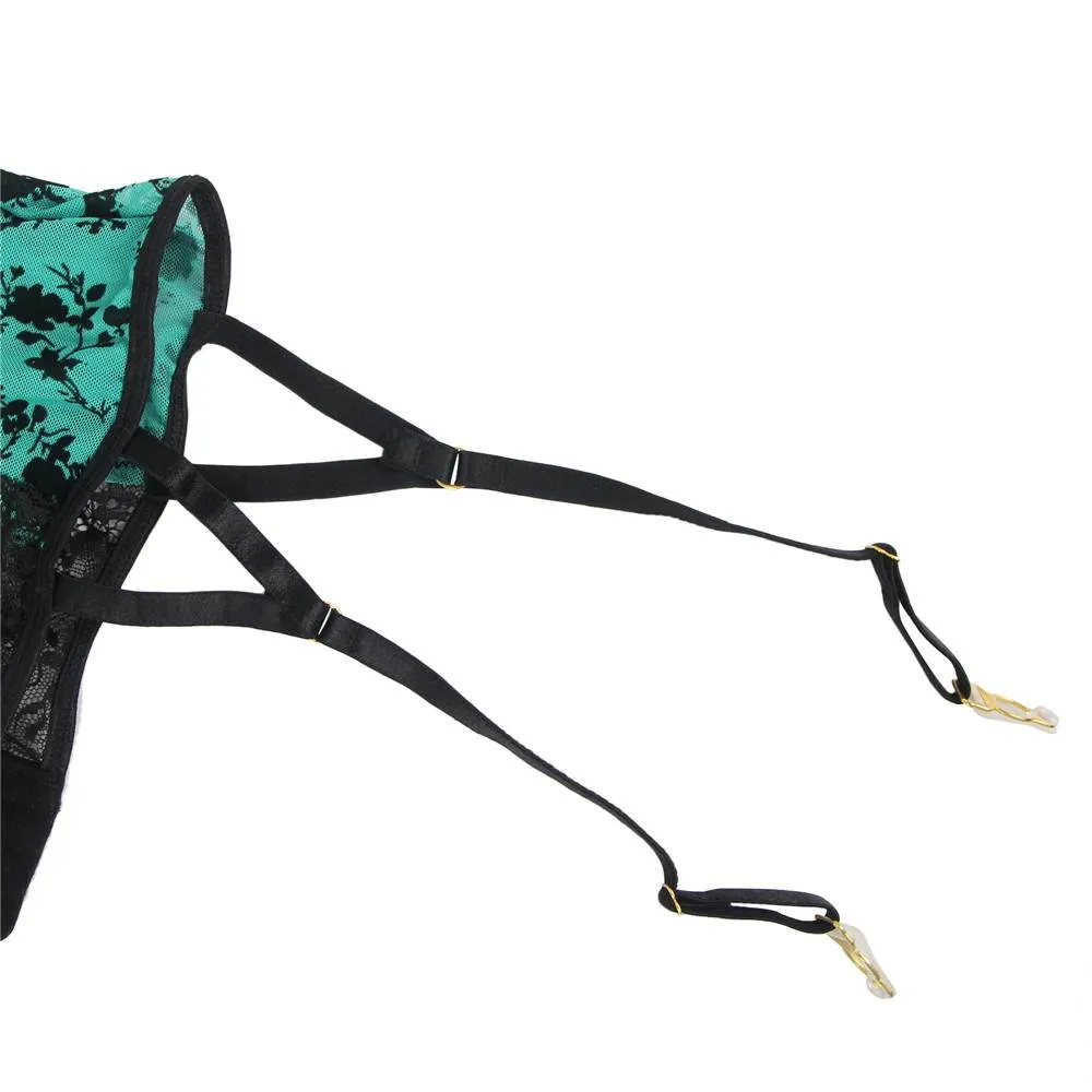 Plus Size Egypt Exquisite Lace Garter Lingerie With Underwire