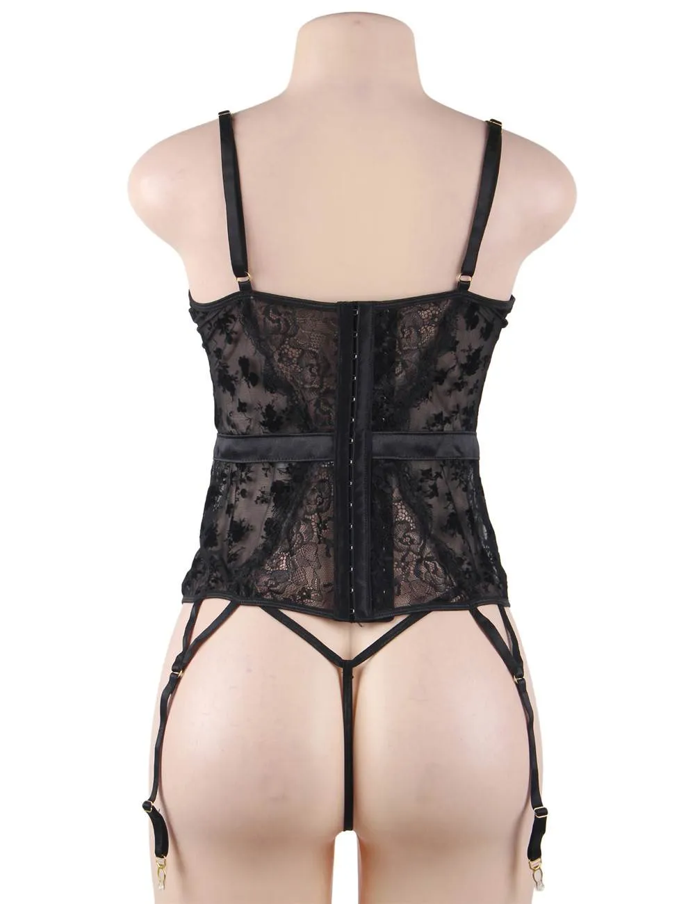 Plus Size Egypt Exquisite Lace Garter Lingerie With Underwire