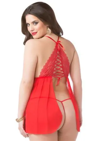 Plus SIze Mesh Babydoll Dress Lingerie