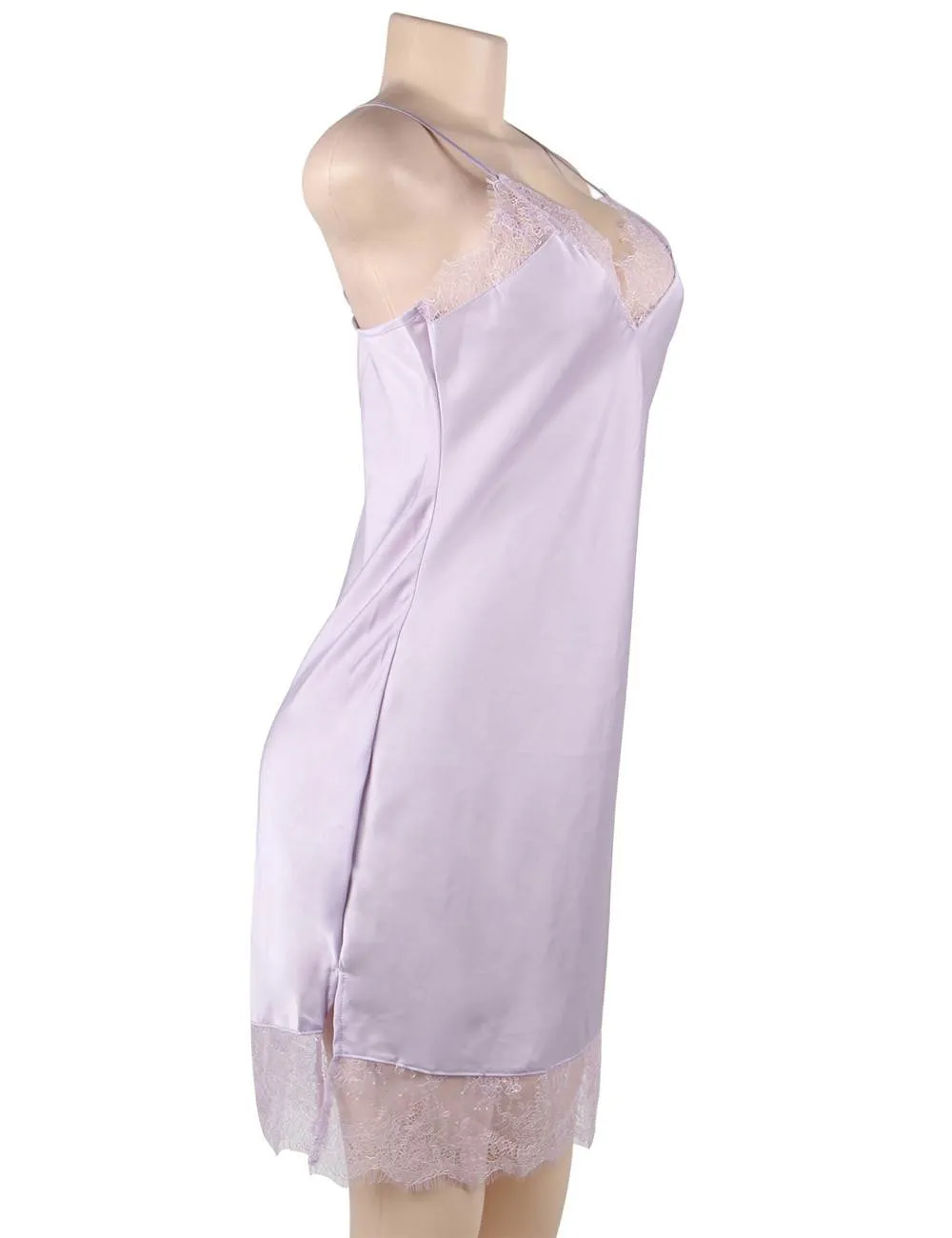 Plus Size Sexy Fashion Silk Satin Lace High Quality Women Pajama