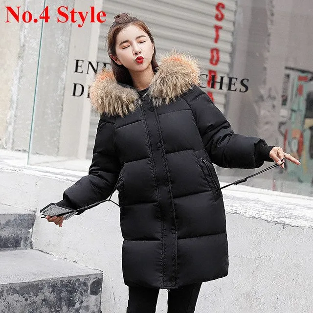 Plus Size Winter Jackets Women Coats Big Fur Collar Hooded Down Jacket Warm Long Parka Women Thicken Cotton Jackets 2018 New