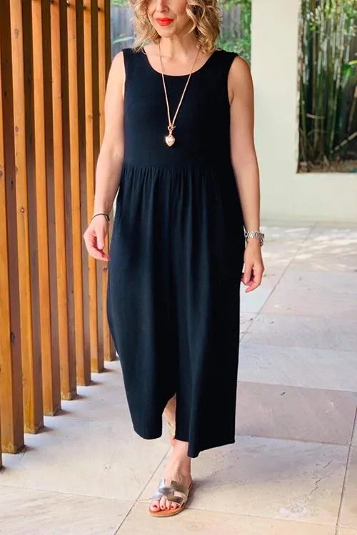 Pockets Sleevelss Wide Leg Jumpsuits