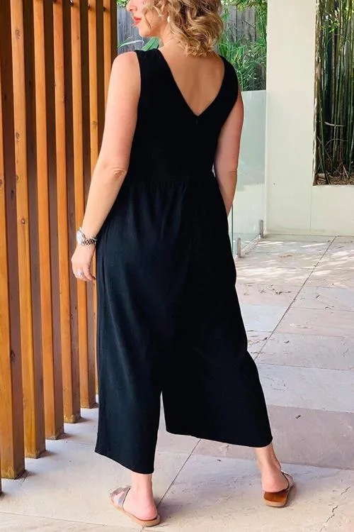 Pockets Sleevelss Wide Leg Jumpsuits