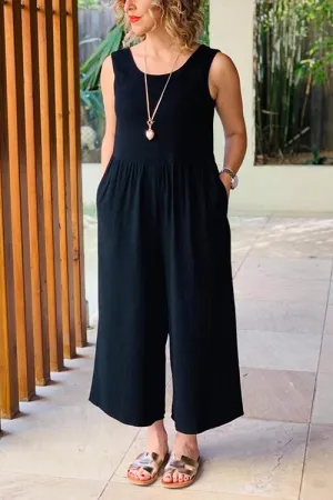 Pockets Sleevelss Wide Leg Jumpsuits