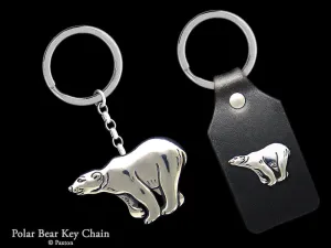 Polar Bear Key Chain / Key Ring Sterling Silver