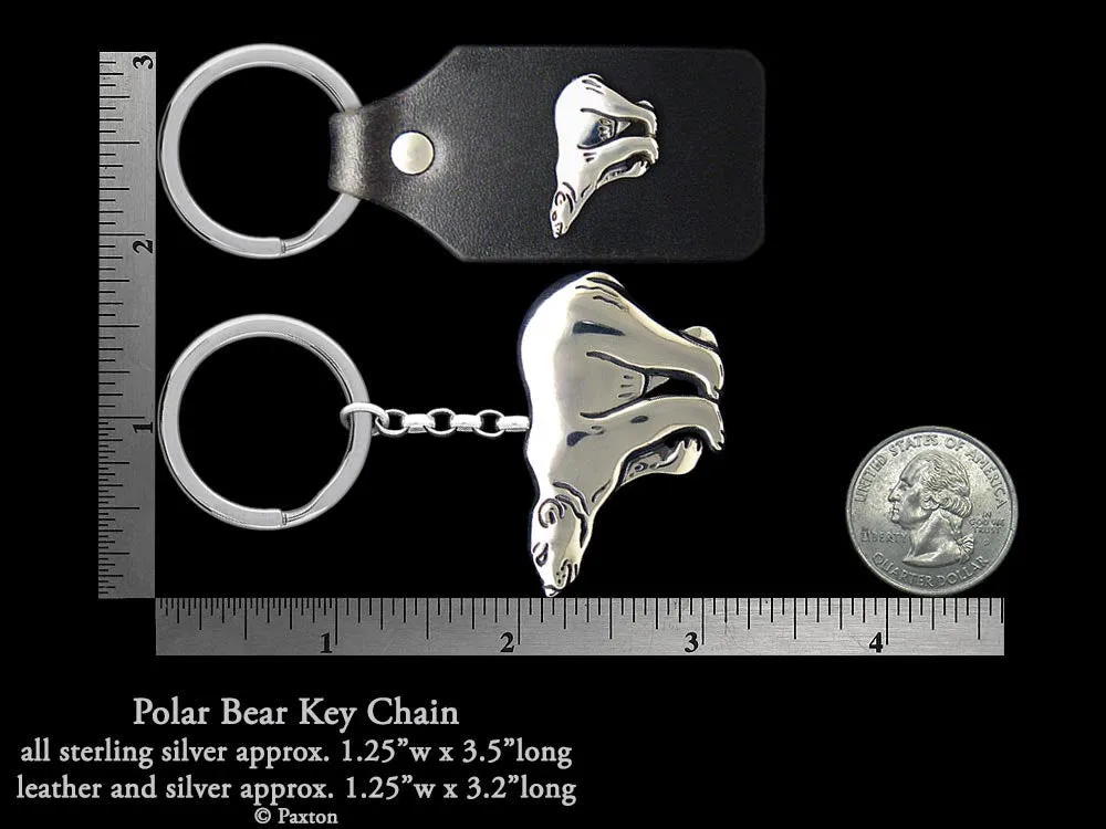 Polar Bear Key Chain / Key Ring Sterling Silver