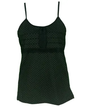 Polka Dotted Cotton Camisole For Women - Color Black - MA-6