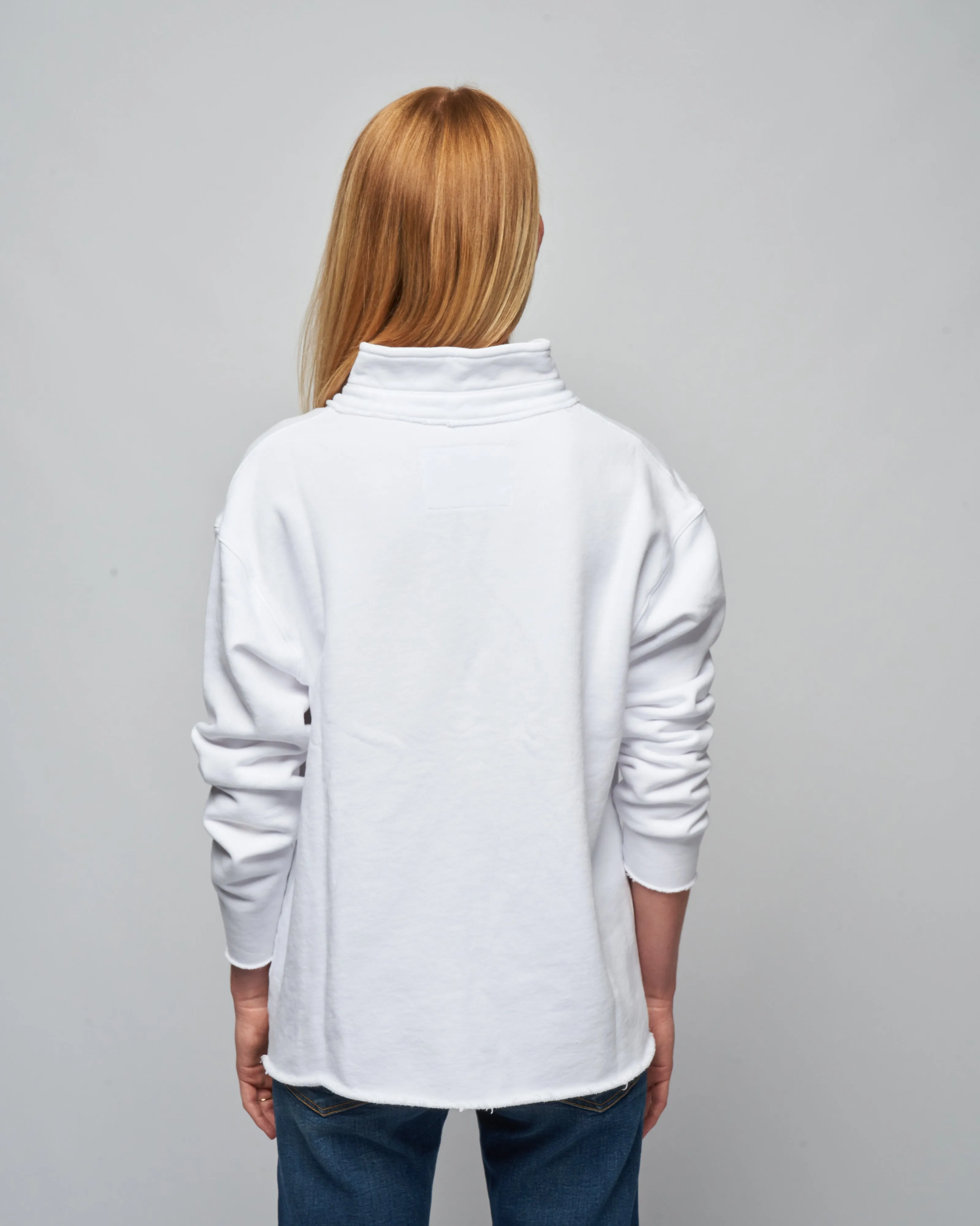 popover triple fleece henley - white