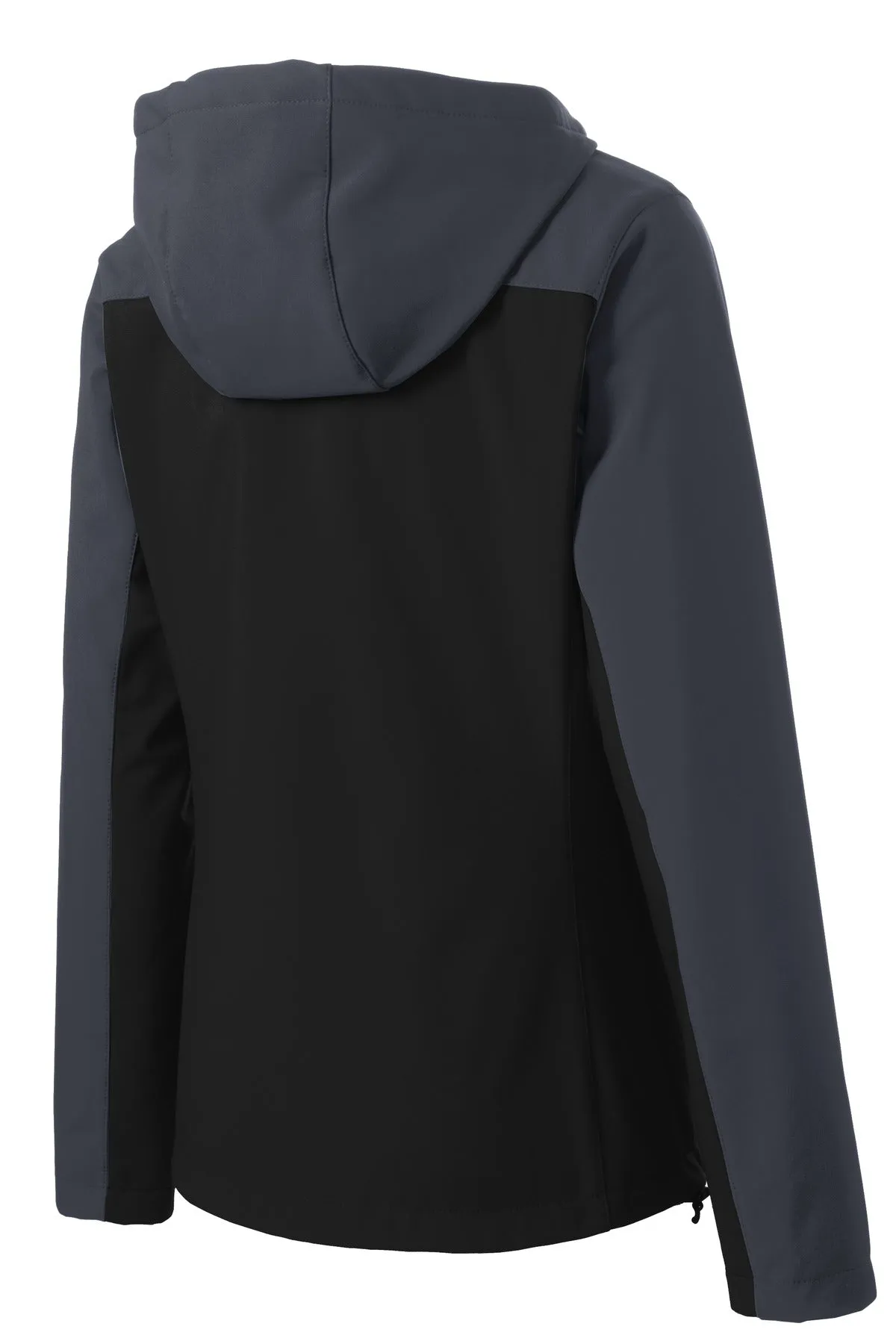 Port Authority Women's Hooded Core Soft Shell Jacket. L335 Black/ Battleship Grey