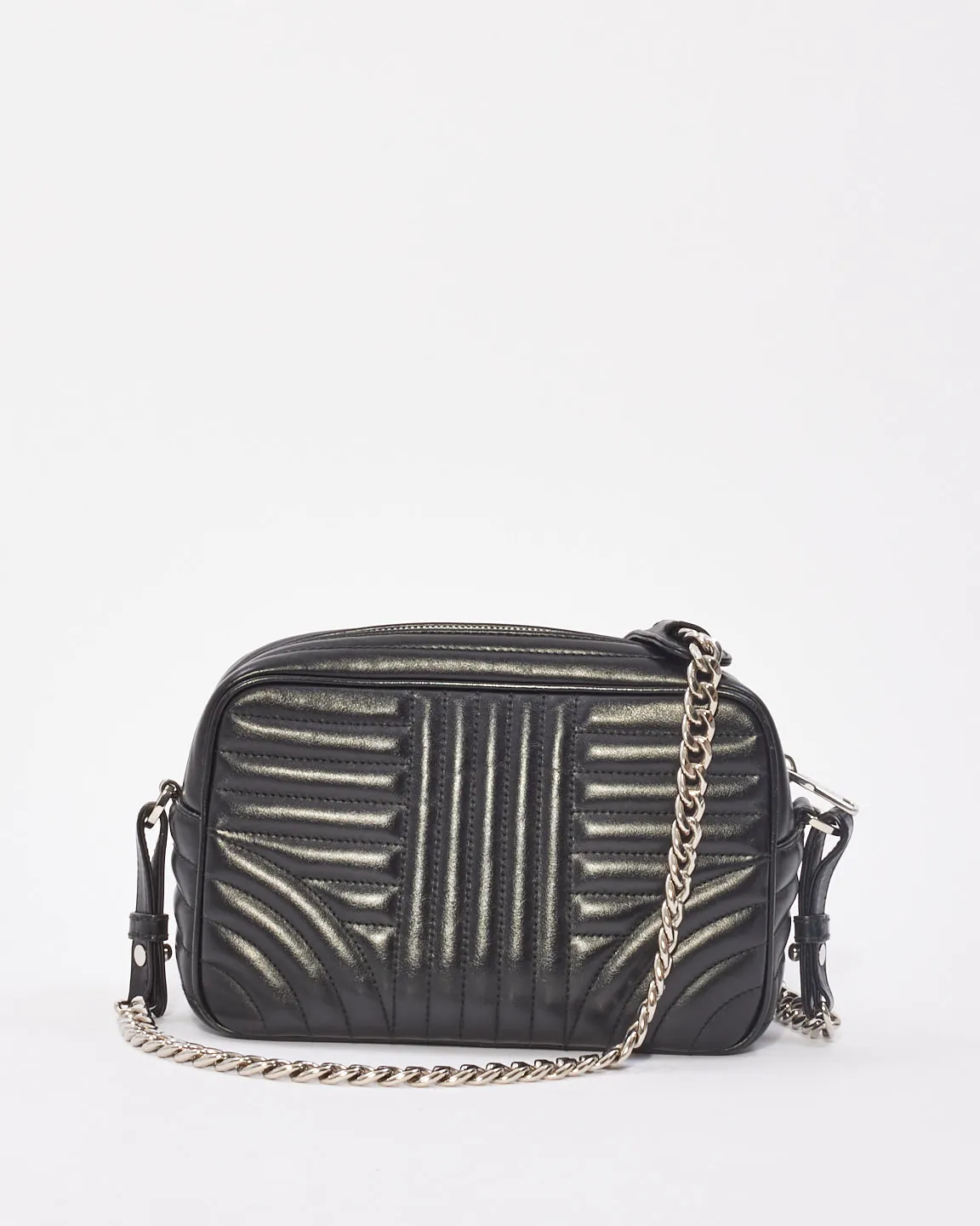 Prada Black Leather Diagramme Shoulder Bag