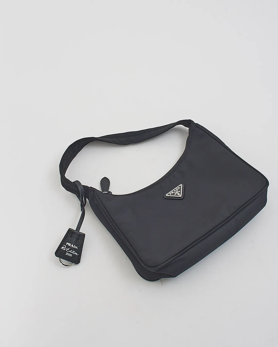 Prada Black Nylon Re-edition 2000 Mini Hobo Shoulder Bag