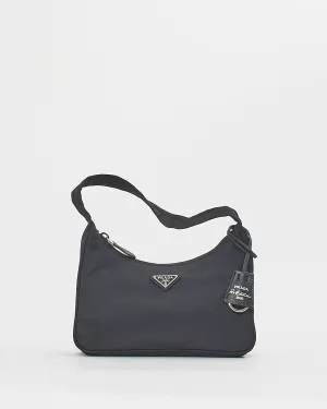 Prada Black Nylon Re-edition 2000 Mini Hobo Shoulder Bag