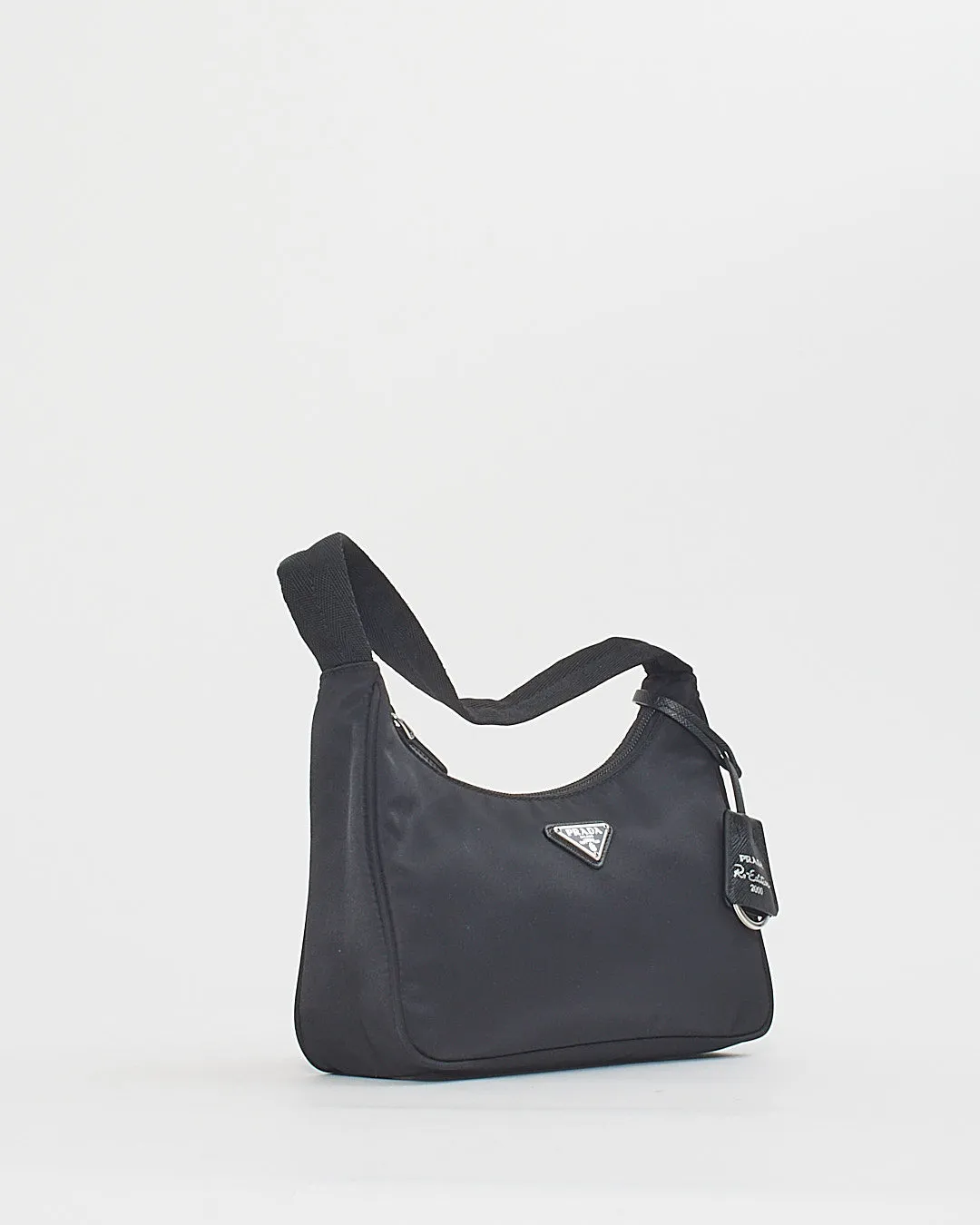 Prada Black Nylon Re-edition 2000 Mini Hobo Shoulder Bag