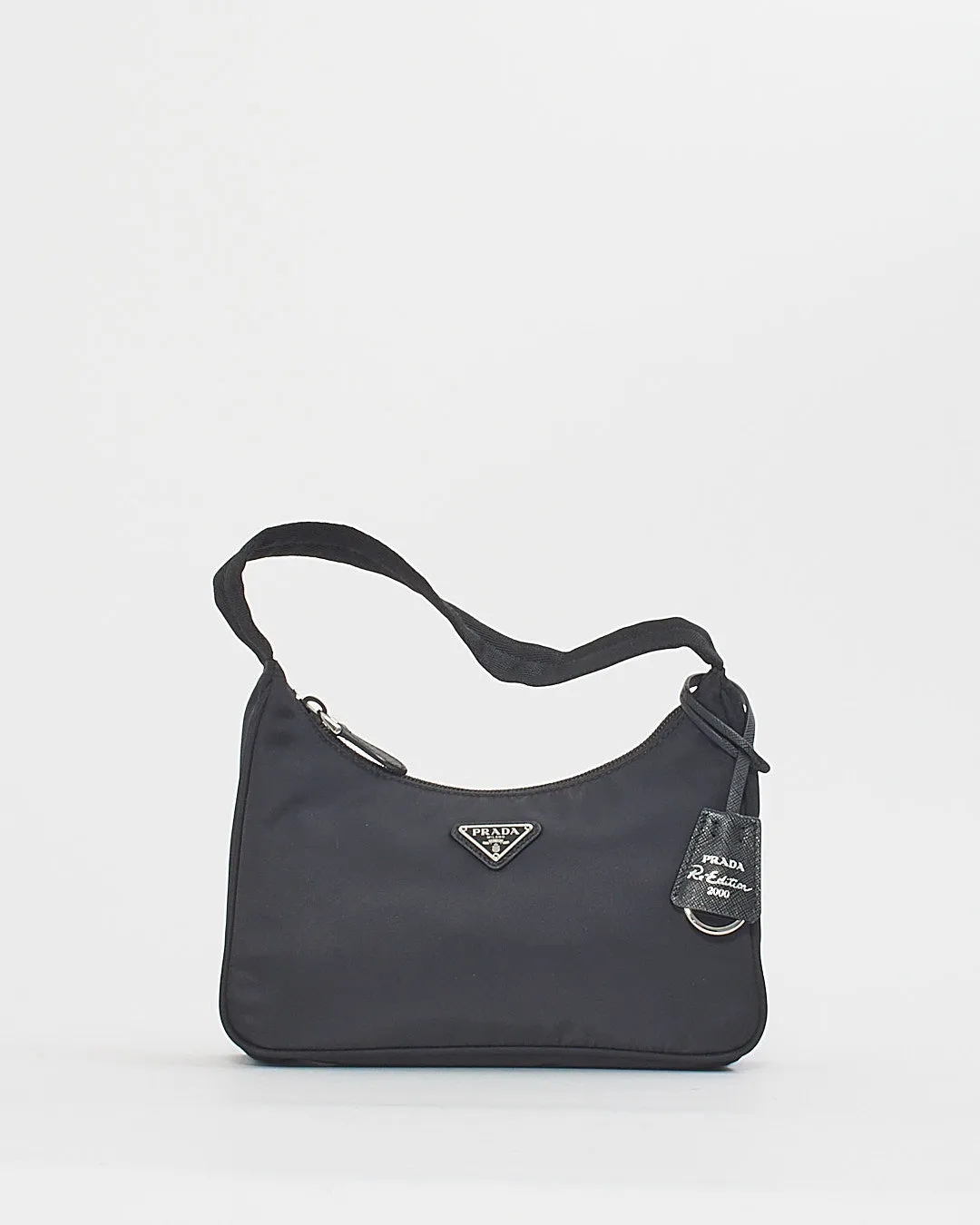 Prada Black Nylon Re-edition 2000 Mini Hobo Shoulder Bag