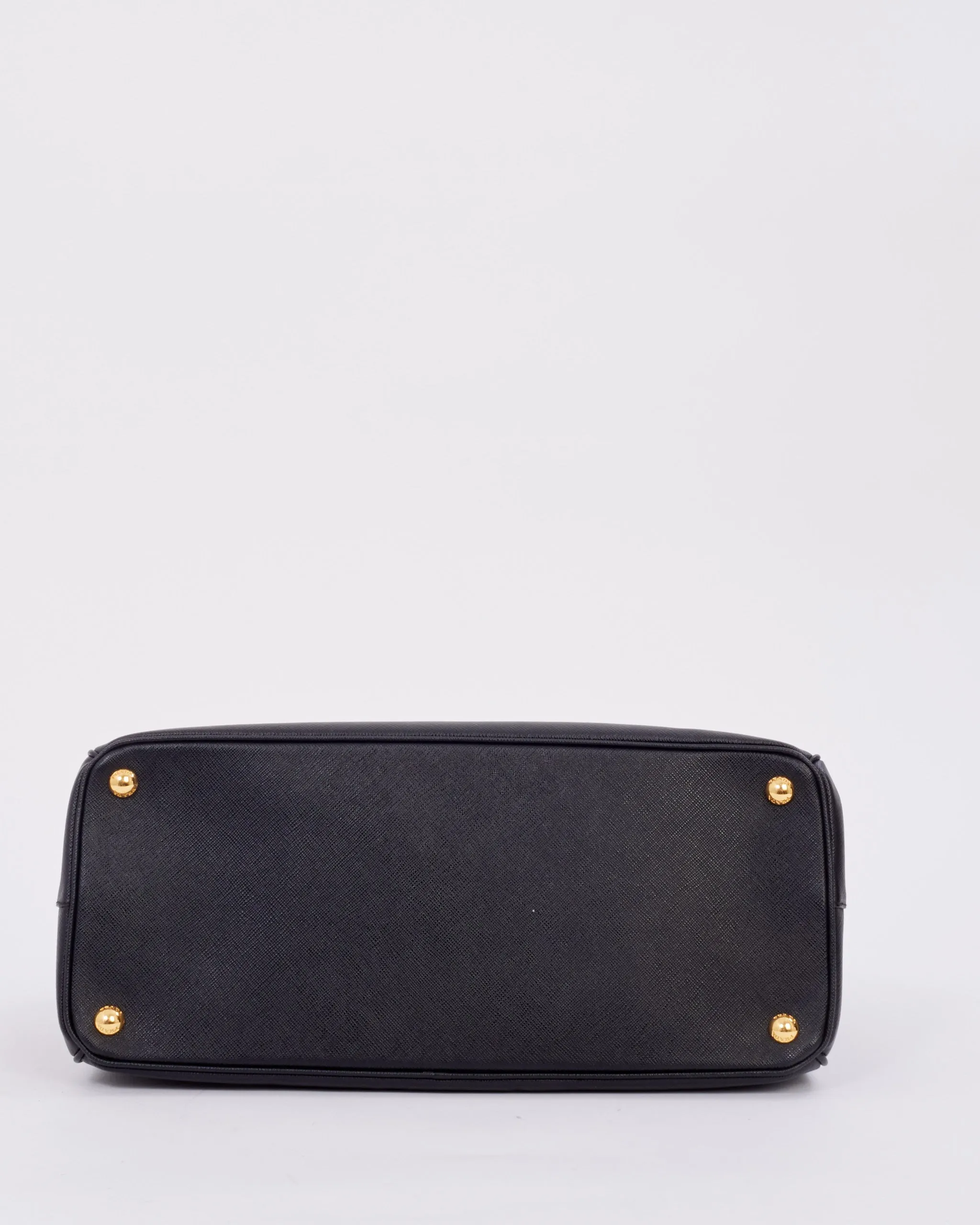Prada Black Saffiano Leather Double Zip Medium Galleria Top Handle Bag