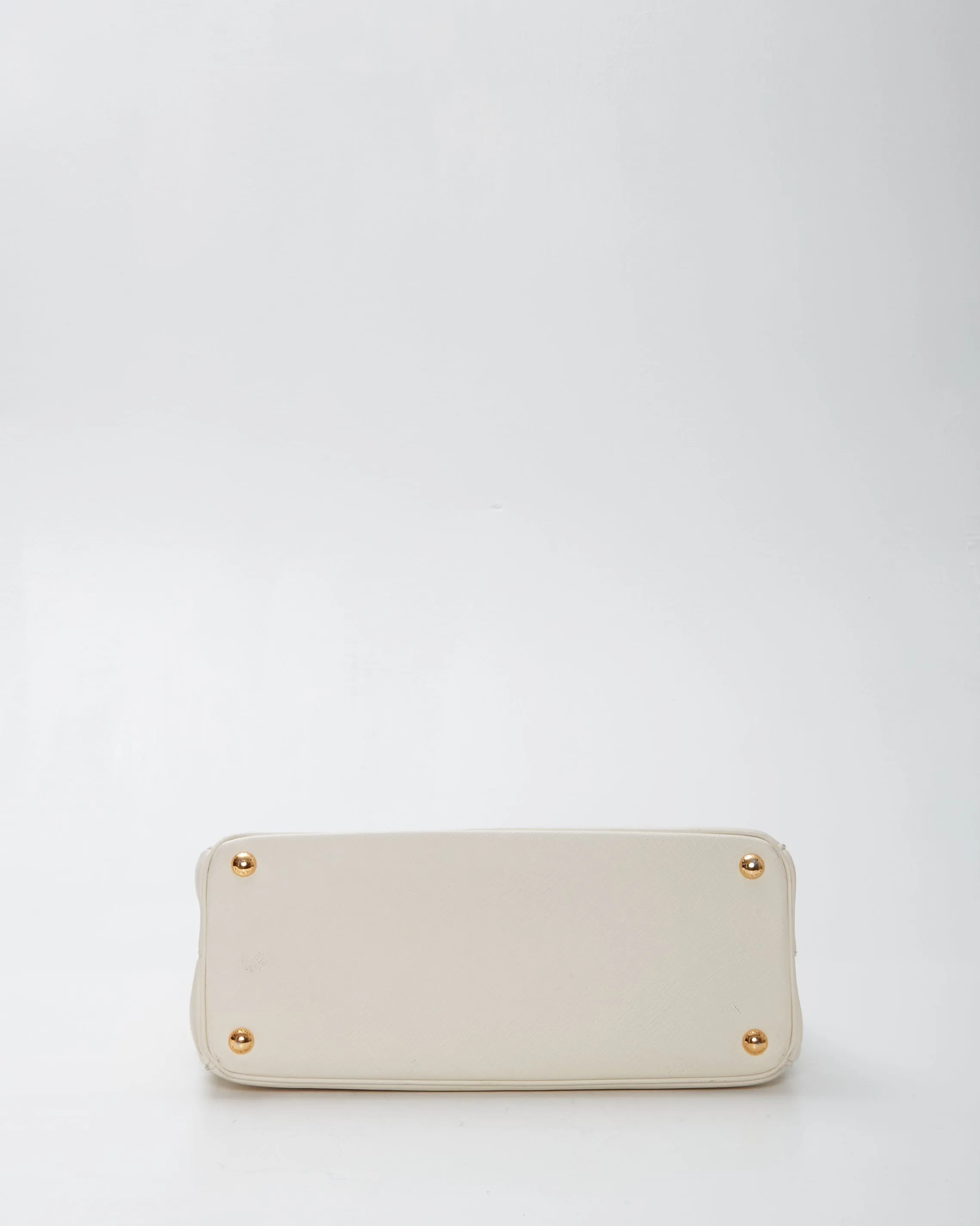 Prada Cream Saffiano Leather Double Zip Galleria Medium Tote Bag