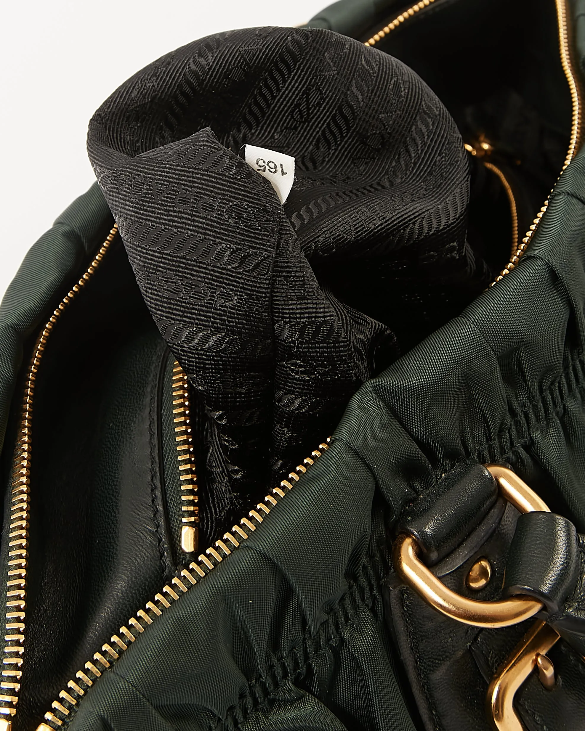Prada Green Nylon Gauffre Top Handle Bag