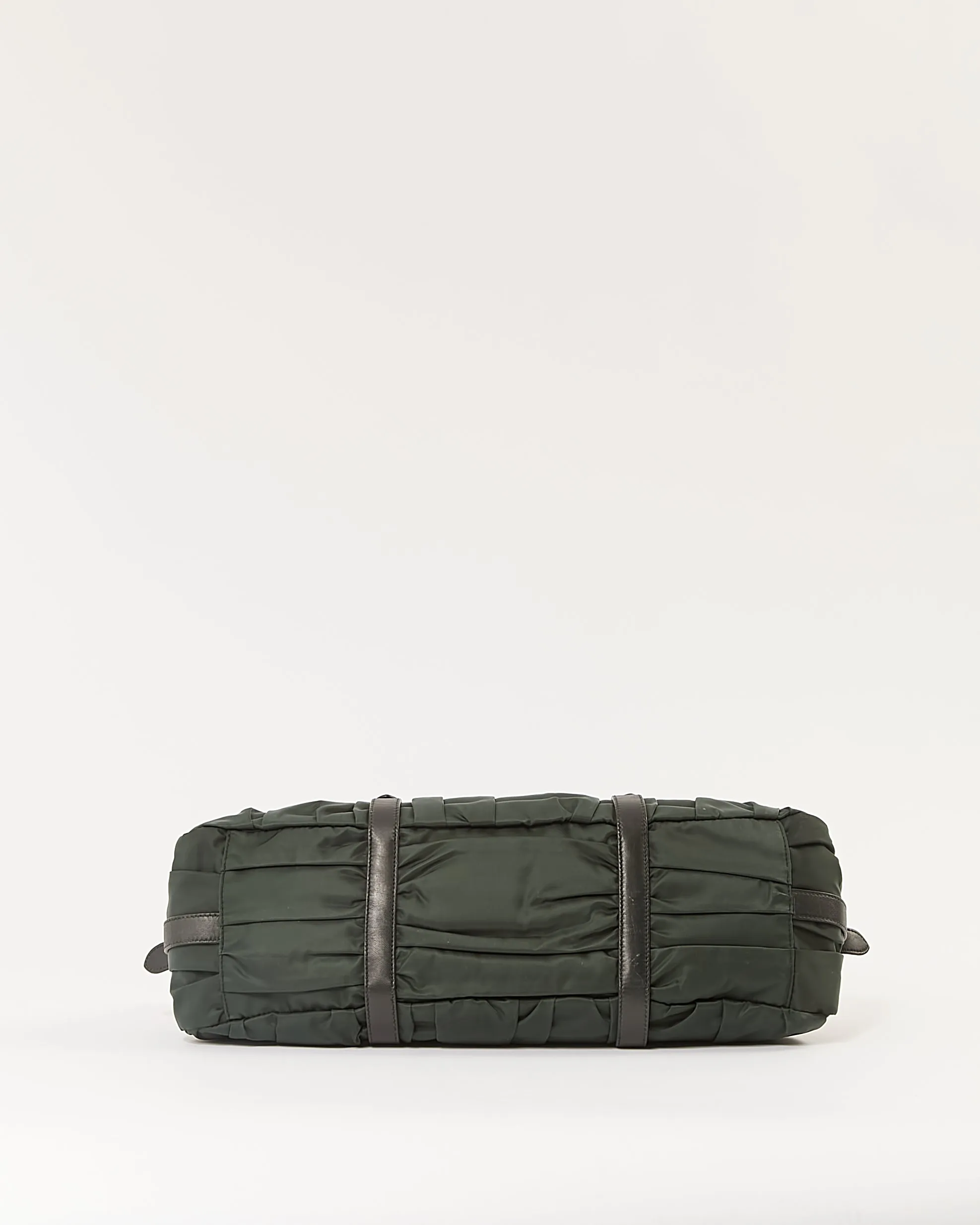 Prada Green Nylon Gauffre Top Handle Bag