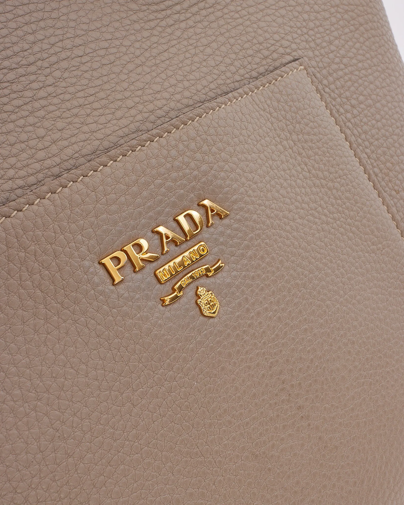 Prada Grey Daino Leather Two Way Tote Bag with Strap