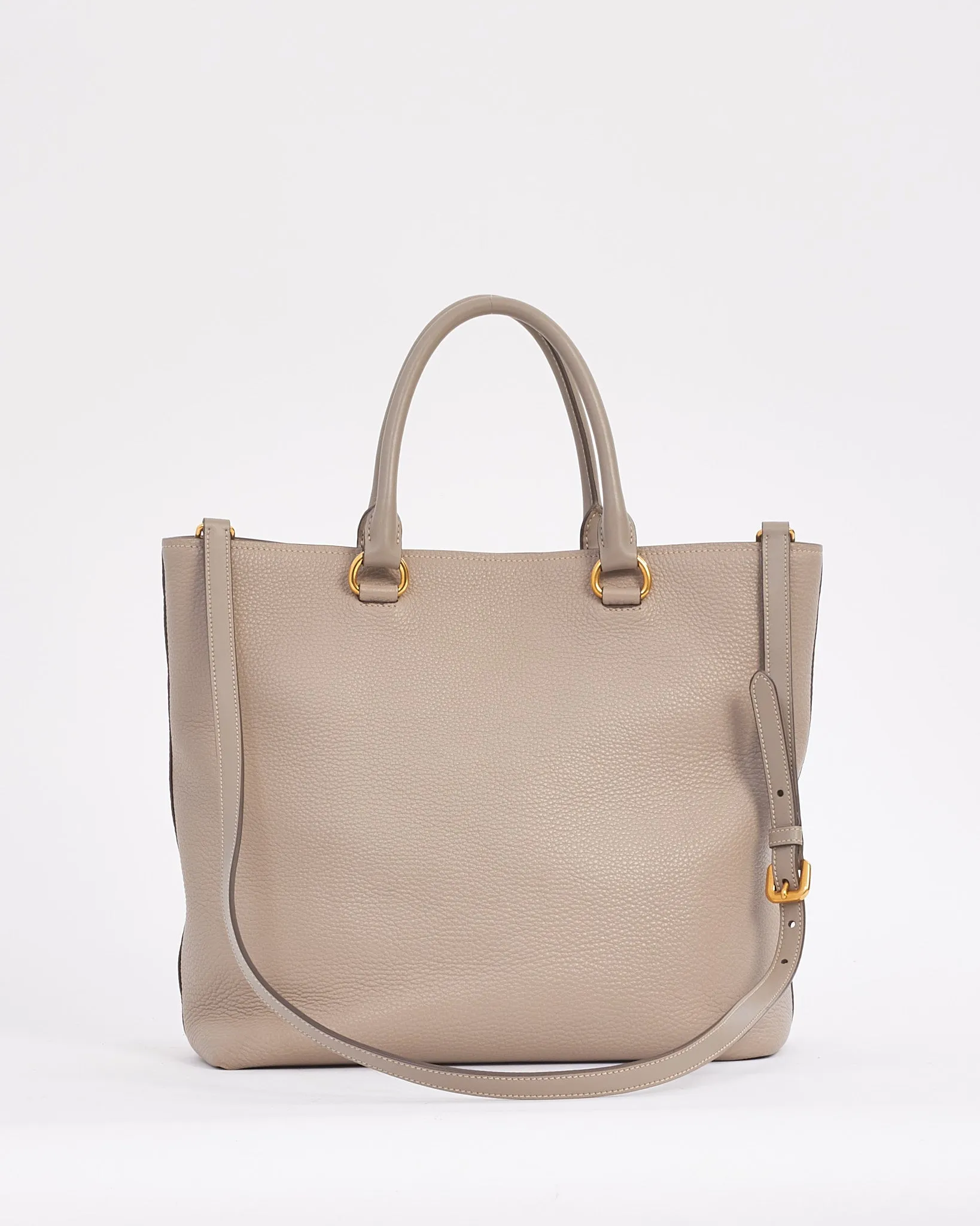 Prada Grey Daino Leather Two Way Tote Bag with Strap